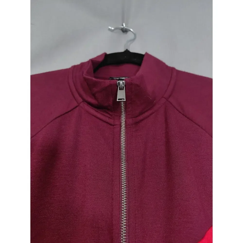 EXPRESS Black Red Colorblock Knit Full Zip Long Sleeve Size M